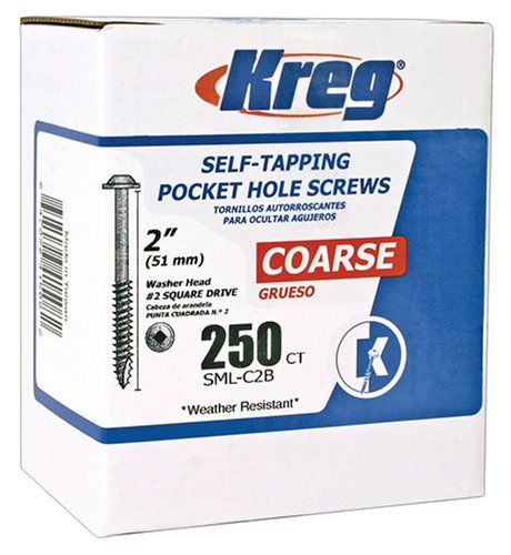 Kreg SML-C2B-250 Blue-Kote Self-Tapping Pocket Hole Screw, 2", 250 Ct