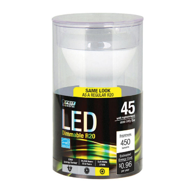 Feit Electric R20/DM45/LEDG2 45W Equivalent R20 Reflector Dimmable LED Light Bulb, Soft White