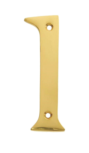 Hy-Ko BR-90/1 House Number 1, Solid Brass, 4"