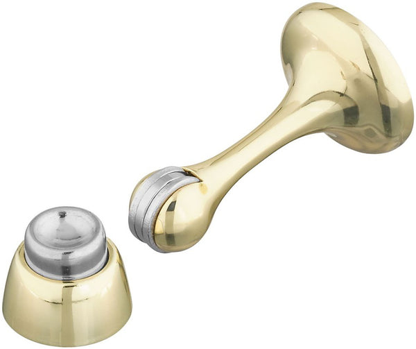 National Hardware N328-211 MPB244 Magnetic Rigid Door Stop, 1-3/4", Brass