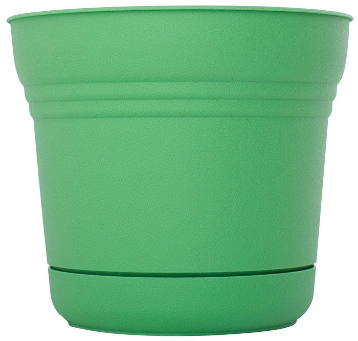Bloem SP1225 Plastic Round Saturn Planter with Saucer, 12", Honey Dew