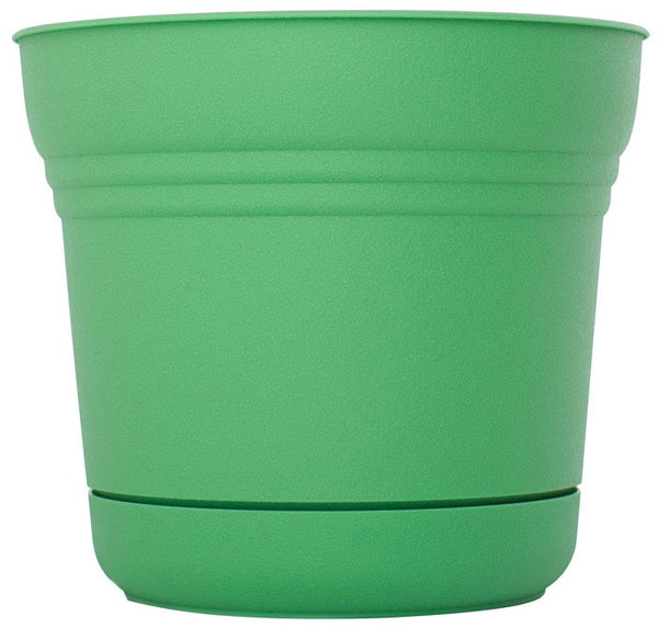 Bloem SP1225 Plastic Round Saturn Planter with Saucer, 12", Honey Dew