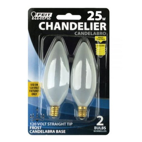 Feit Electric BP25CTF Incandescent Chandelier Light Bulb, 25 Watts, 120 Volt