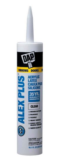 Dap 18401 Alex Plus Acrylic Latex Caulk Plus Silicone, Clear, 10.1 Oz