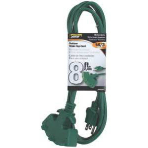Power Zone ORY605608 Extension Cords, Outdoor - 3 Outlet, 8&#039; Long