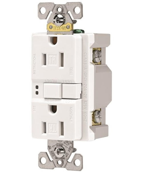 Arrow Hart TRSGF15W Self-Test GFCI Duplex Receptacle, 15 Amp, White