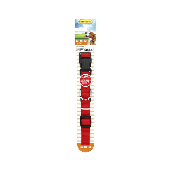 Westminster Pet 7N31142 Ruffin' It Adjustable Dog Collar, Nylon, Red, 14 - 20"