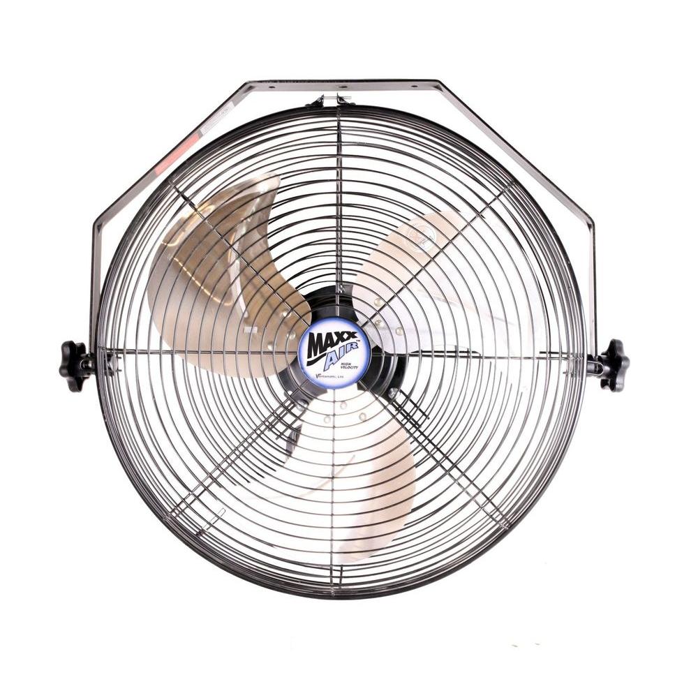 MaxxAir HVWM-18 High Velocity Wall Mount Fan, Black, 18"