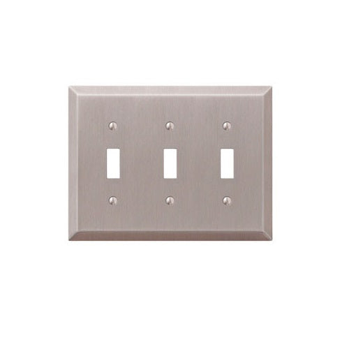 Amerelle 163TTTBN 3 Toggle Wall Plate, Brushed Nickel