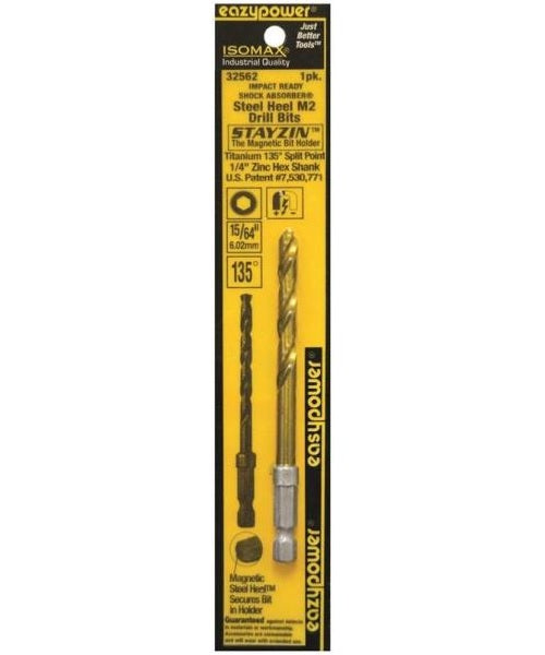 Eazypower 32562 Twist Drill Bits, 15/64" x 4.5", 1 Piece