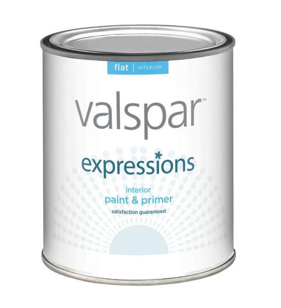 Valspar 17001 Expressions Interior Latex Paint, Flat, White, 1 Quarts