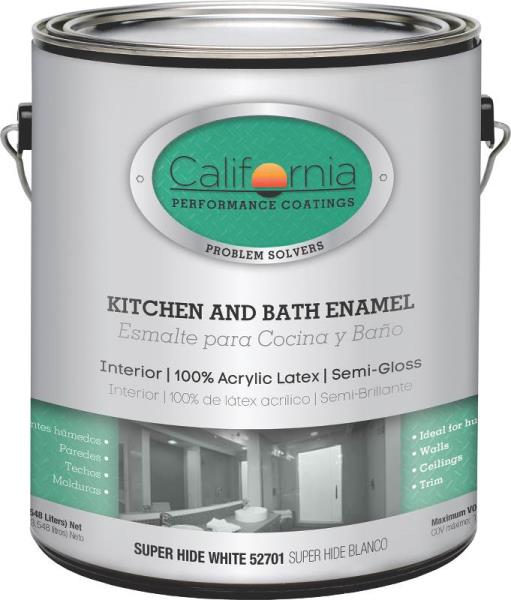 California Paints 52701-4 Acrylic Semi-Gloss Kitchen & Bath Enamel, Quart