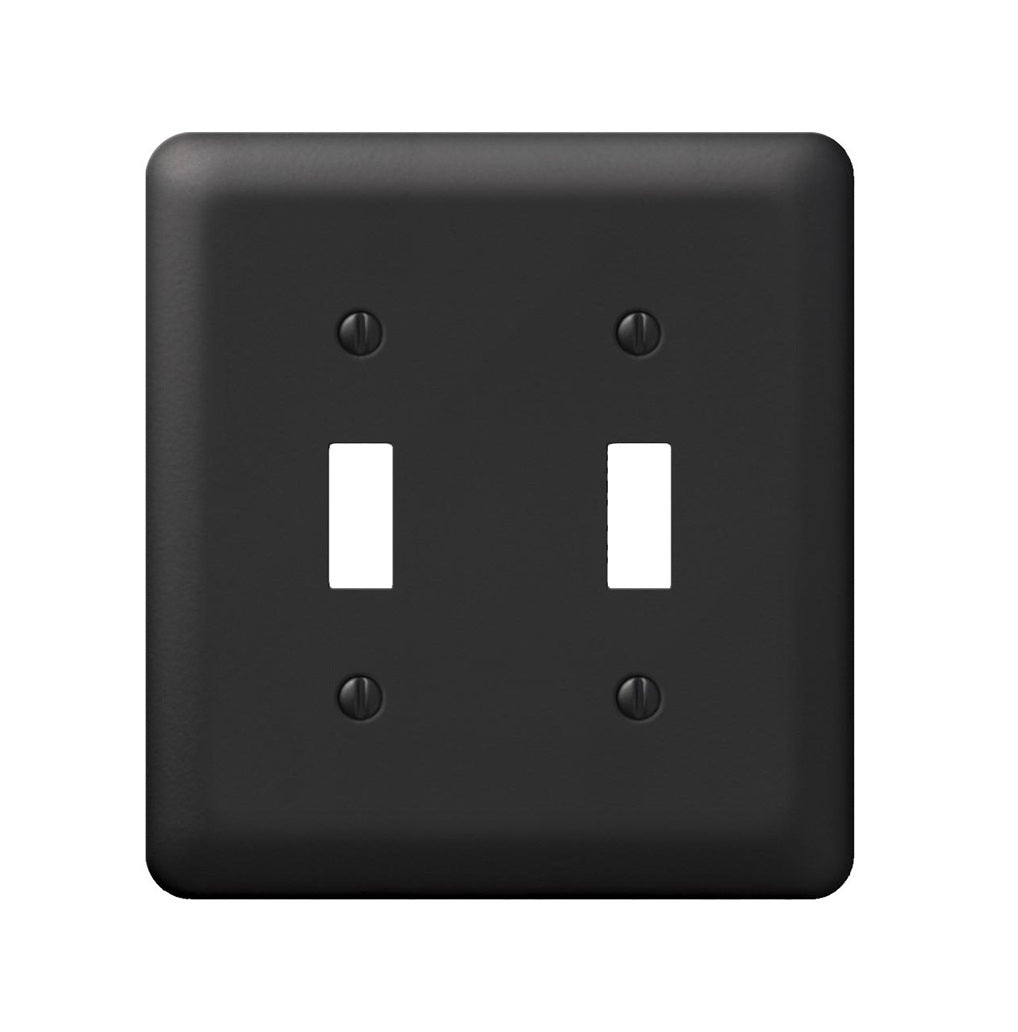 AmerTac 935TTBK Devon 2-Gang Toggle Wallplate, Steel, Black