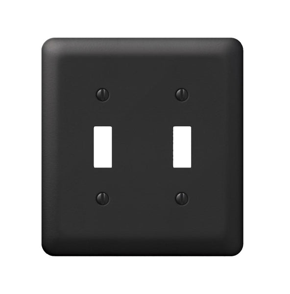 AmerTac 935TTBK Devon 2-Gang Toggle Wallplate, Steel, Black