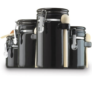 Anchor Hocking 03804BMR 4-Piece Ceramic Canister Set, Black