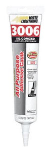 White Lightning 300612 3006 Siliconized All Purpose Caulk, White, 5.5 Oz