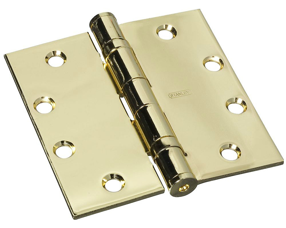 Stanley S060-005 179 Ball-Bearing Door Hinge, 4-1/2", Bright Brass