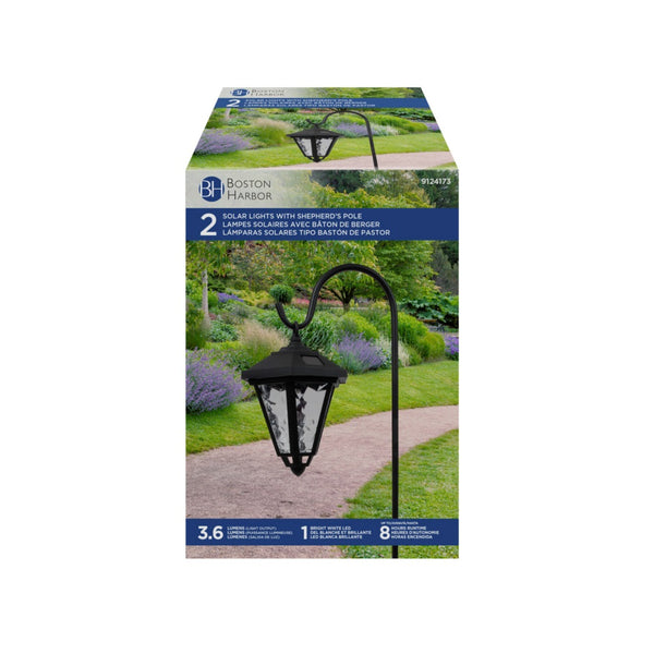 Boston Harbor 26056 Solar Shepard's Hook Coach Light, Black