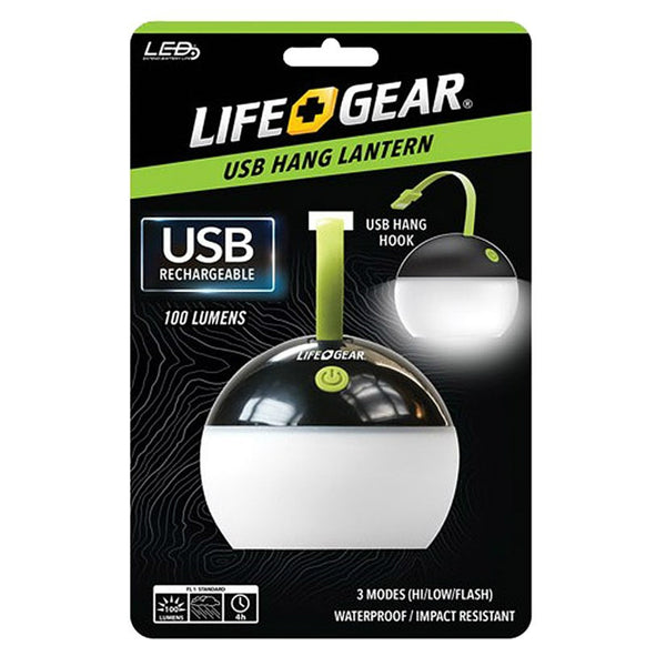 Life + Gear 41-3969 USB Rechargeable Hang Lantern, 100 Lumens