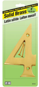 Hy-Ko BR-90/4 House Number 4, Solid Brass