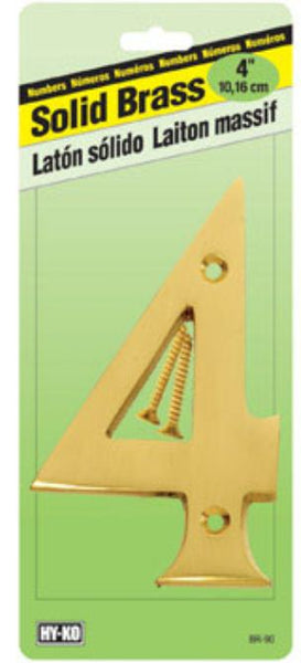 Hy-Ko BR-90/4 House Number 4, Solid Brass