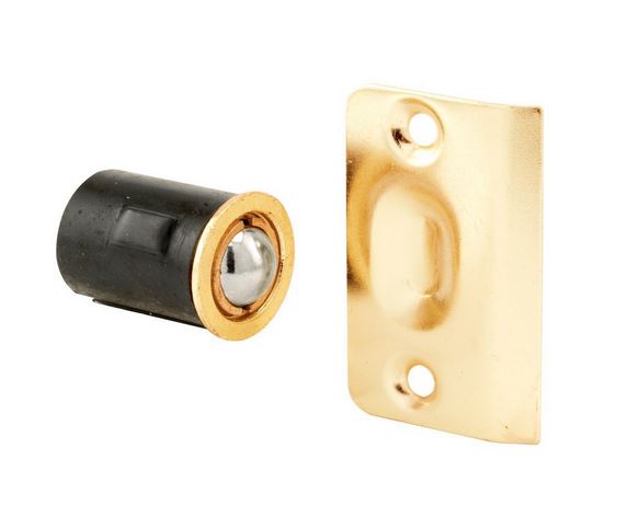 Prime Line N 7331 Drive-In Ball Catch With Strike, Large, Brass Plated