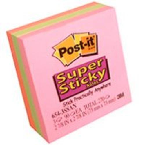 3M 3321-SSAN Post-it Marrakesh Collection Super Sticky Notes, 3" x 3", Neon