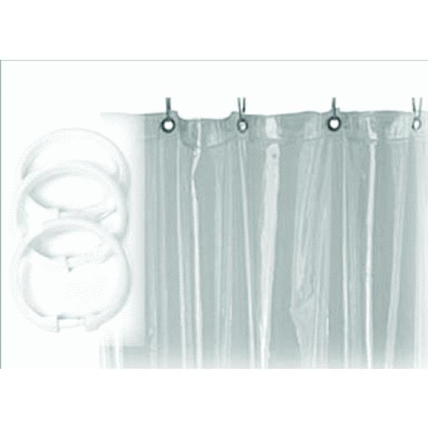 Zenith 30WWMV Combo Shower Curtain Liner & Ring, White, 70" x 72"