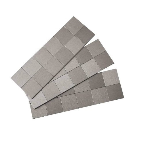 Aspect F94-50 Stainless Steel Square Matted Wall Tiles, Brushed Stainless