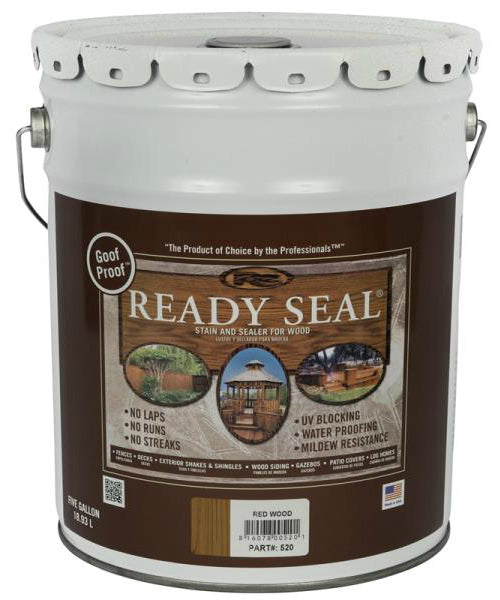 Ready Seal 520 Redwood Exterior Wood Stain and Sealer, 5 Gallon