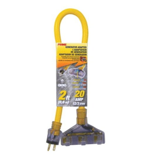 Prime Wire & Cable GC130802 Generator Cord , 2&#039;, 30 Amp "W", Yellow