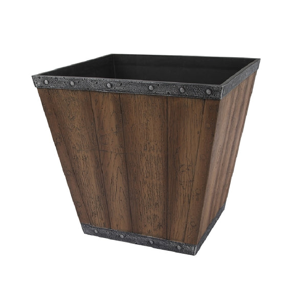 Landscapers Select S161015-12064-B Square Whiskey Barrel Planter, Brown