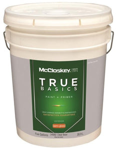 McCloskey 14583 True Basics Exterior Latex Semi-Gloss Paint, Clear Base