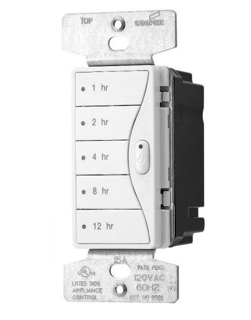 Cooper Wiring 9591WS Aspire Wall Switch Hourly Timers, White Satin
