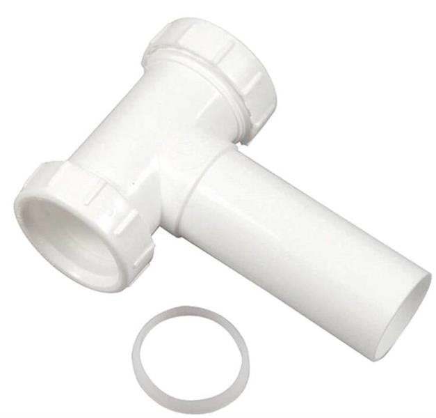 Danco 94012 Slip Joint Center Outlet Tee, White, 1-1/2"