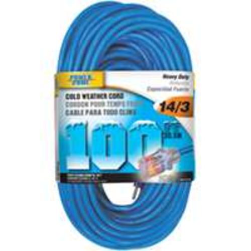 Power Zone ORCW511735 Cord 100&#039; 14/3 Glacier, 13 Amp, 125 Volt