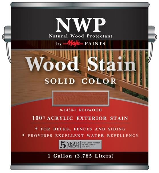 Majic 8-1434-1 Solid Color Exterior Wood Stain, Redwood, 1 Gallon