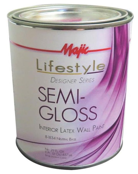 Majic Lifestyle 8-1834 Semi-Gloss Interior Latex Wall Paint, Neutral Base