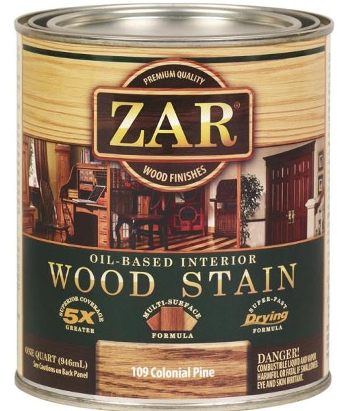 Zar 10912 Oil Based Interior Wood Stain, Colonial Pine, 1 Quart