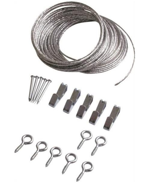 Prosource PH-121123-PS Picture Hanging Kit, Zinc Plated, 15&#039; #2 Wire Size