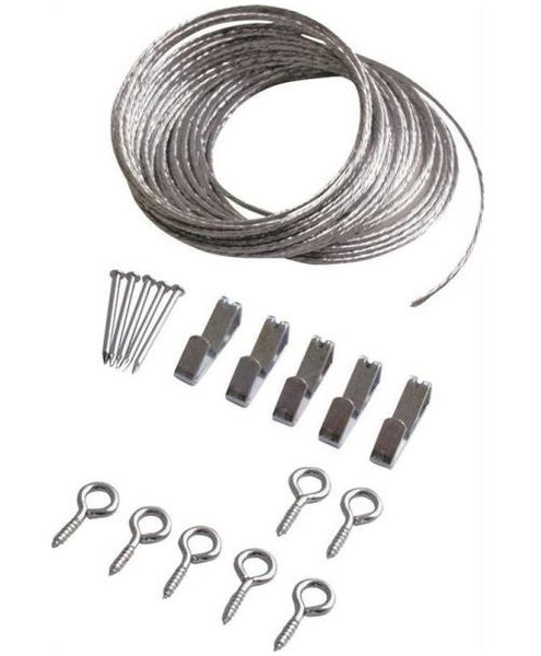 Prosource PH-121123-PS Picture Hanging Kit, Zinc Plated, 15' #2 Wire Size