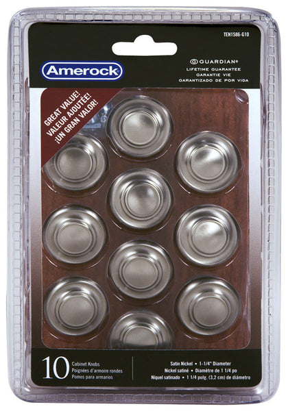 Amerock TEN1586G10 Inspirations Round Knobs, Satin Nickel, 10/Pack