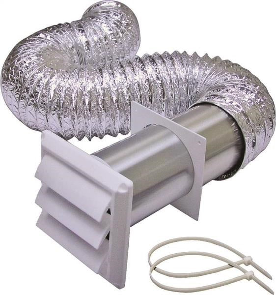 Lambro 1359W Louvered Dryer Vent Kit, 4" x 8'