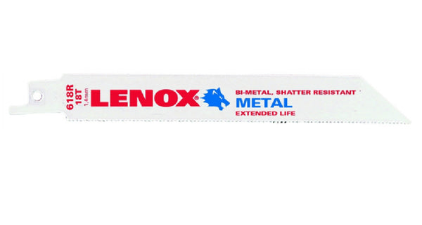 Lenox® 20566618R Metal Cutting Reciprocating Saw Blades, 18 TPI, 6", 5-Pack
