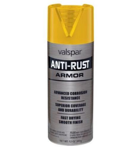 Valspar 044.0021945.076 Anti-Rust Armor Spray Paint, 12 Oz., Safety Yellow