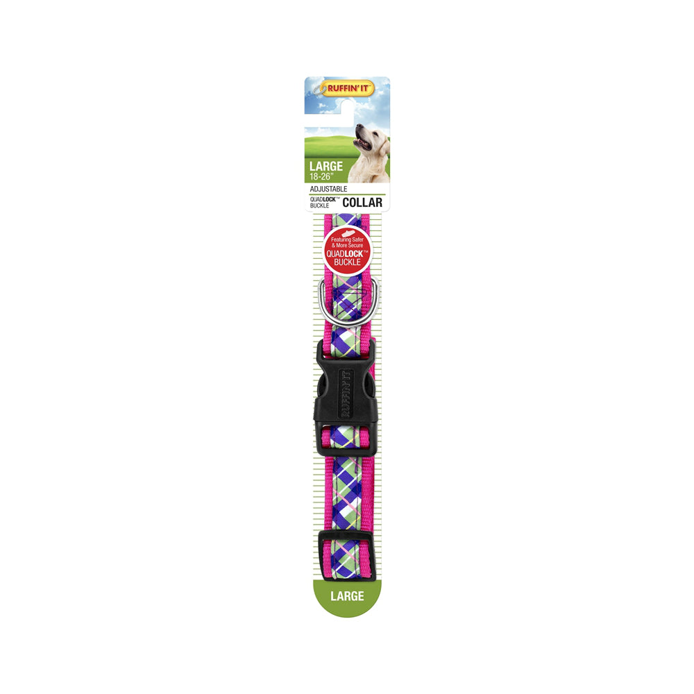 Westminster Pet 7N39748 Ruffin' It Plaid Ribbon Dog Collar, Assorted Color, 18 - 26"