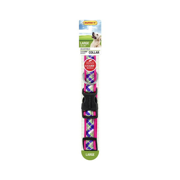 Westminster Pet 7N39748 Ruffin' It Plaid Ribbon Dog Collar, Assorted Color, 18 - 26"