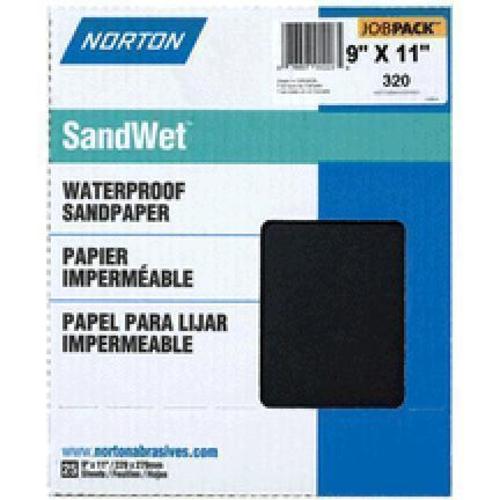 Norton 01225 Waterproof Sandpaper, 320A Grit, 9" x 11"