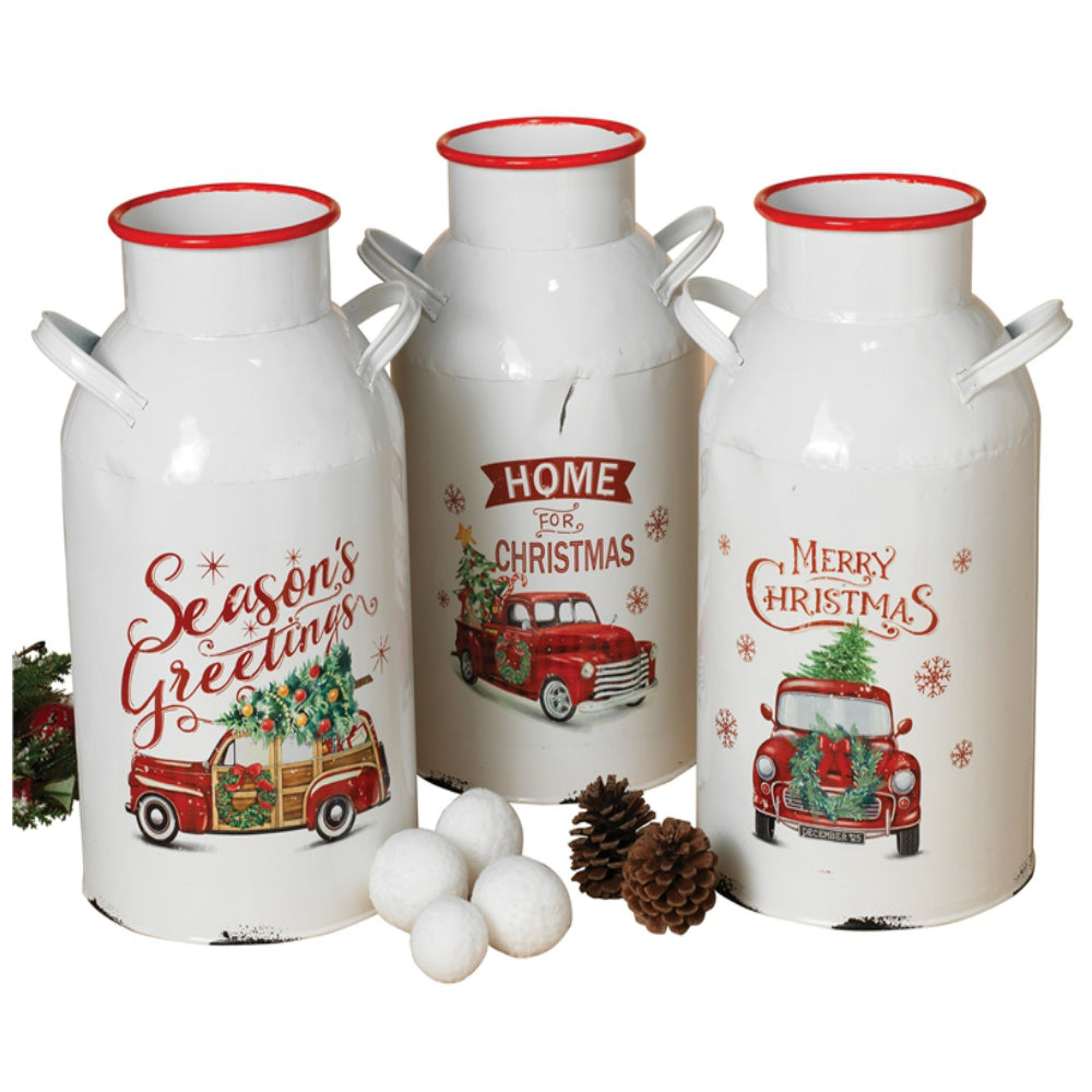 Worldwide Sourcing 2492430 Holiday Milk Cans Christmas Decoration, 13.75 In
