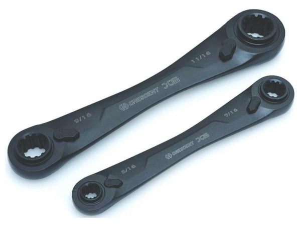 Crescent CX6DBS2 X6 4-In-1 Double Box Ratcheting Wrench Set, SAE, Black, 2-Piece